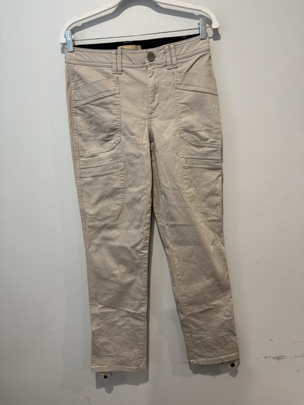 Democracy Womens Ab Technology Utility Cargo Pants Size 6 Khaki Roll Tab Crop